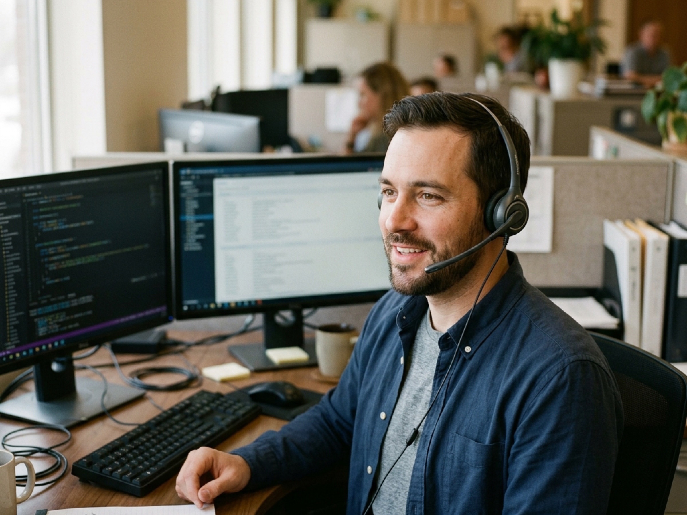 Verito support technician on a headset responding to an accounting firm's ticket