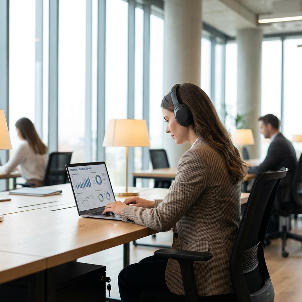 Professional working in unified cloud workspace