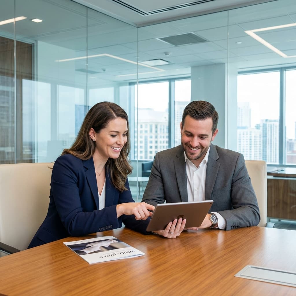 Dedicated account manager consulting with client