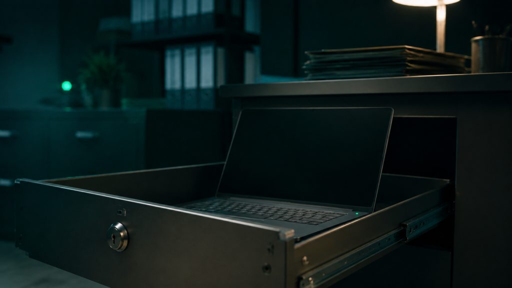 Encrypted accounting endpoint protecting client files cinematic visual | Verito