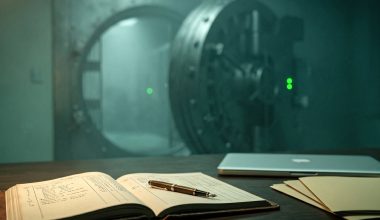 Bookkeeper desk and bank vault cinematic visual | Verito