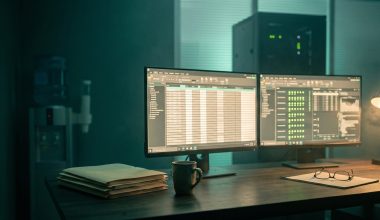 Accounting firm partner desk evaluating cloud hosting providers cinematic visual | Verito