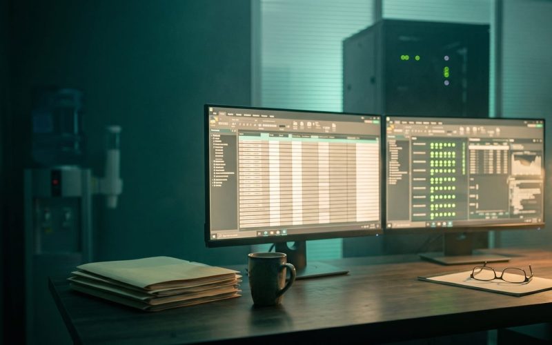 Accounting firm partner desk evaluating cloud hosting providers cinematic visual | Verito