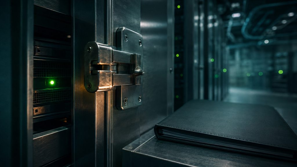 Single tenant server isolated behind a secure enclosure cinematic visual | Verito