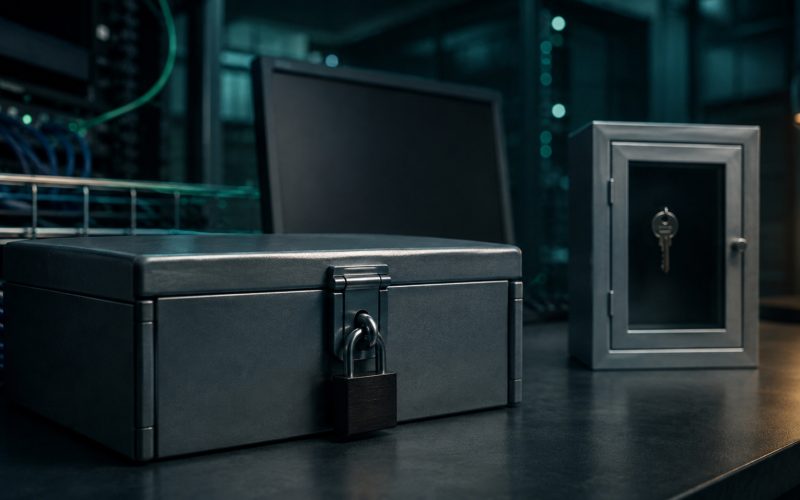 Encrypted client data with separately protected key cinematic visual | Verito