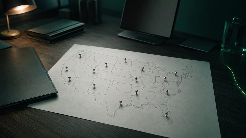 Client residency privacy exposure map cinematic visual | Verito