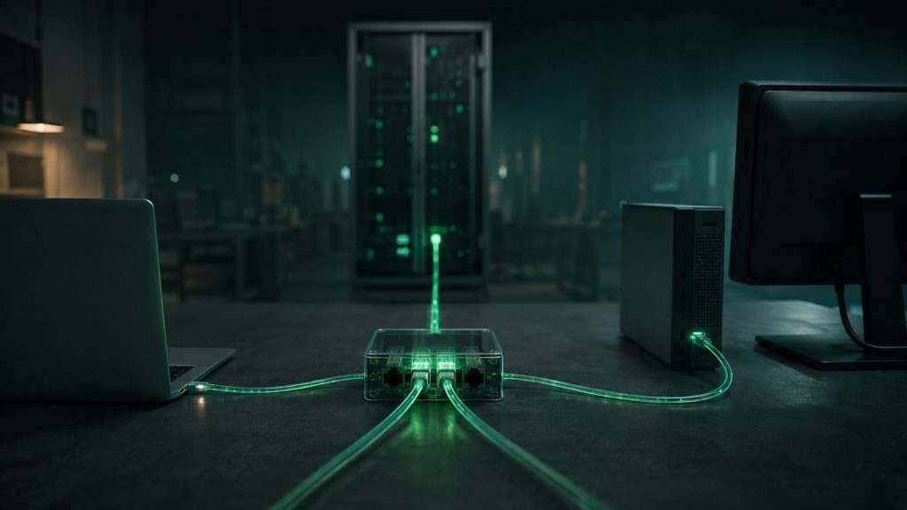 Different computers connecting to one hosted server cinematic visual | Verito