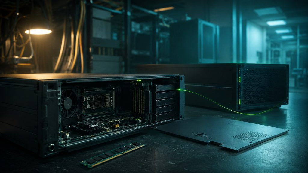 Server replacement or hosting transition cinematic visual | Verito